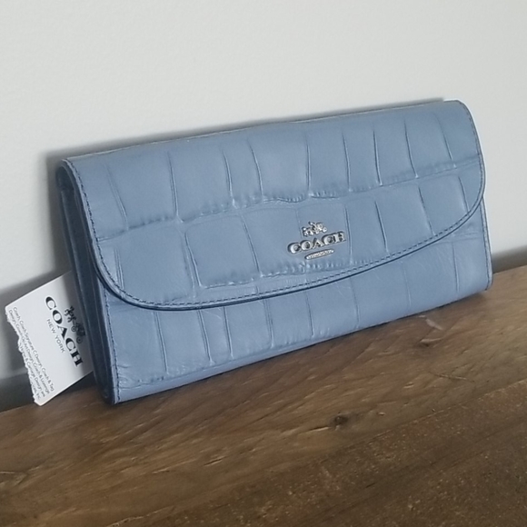 Coach Handbags - Coach Soft Wallet In Croc Embossed Leather NWT